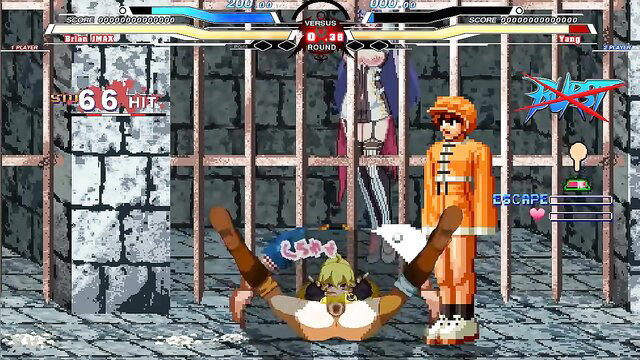Hentai Battle Sex: Brian in orange prison jumpsuit dominates Yang with mind-bending cumshot win