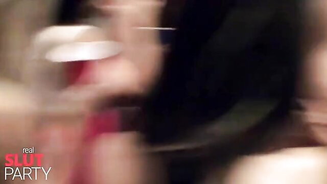 Blurry Real Slut TV party babes in wild mansion orgy action