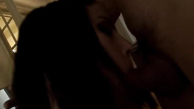 Angel Dark brunette in intense double passion hardcore kiss