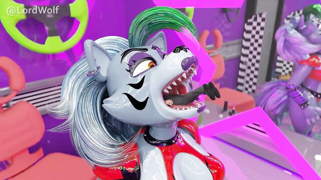 Sexy silver-haired anthro wolf vore animation by LordWolf, open mouth drooling