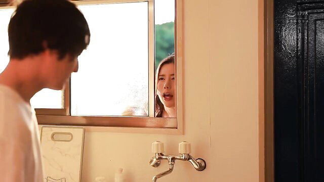 Maria Nagai screaming in mirror reflection bathroom JAV scene