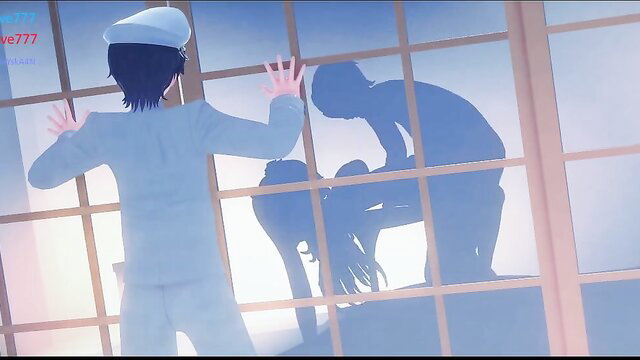 Yamakaze NTR JAV scene: girl fucked doggy style against window, man watches