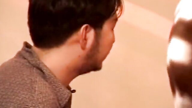 Horny wifey in hot threesome with cuckold, side profile tease