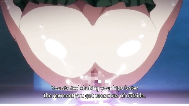 Hentai girl shakes hips faster on cock in closeup paizuri sex toy training