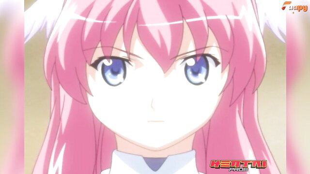 Pink-haired busty anime girl with bunny ears in tight white bodysuit