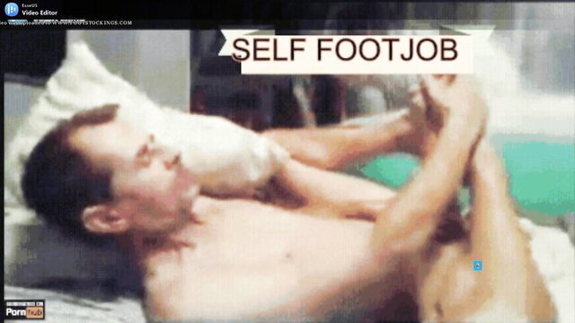 Man self footjob with feet on cock, amateur solo fetish