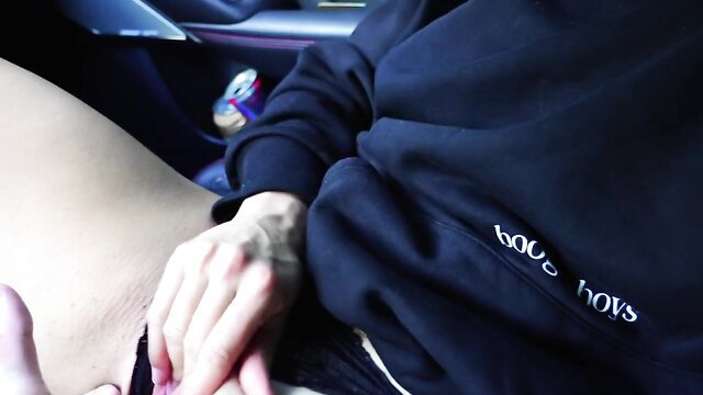 Hot MILF finger fucked hard in car by boyfriend