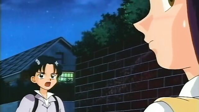 Two cute anime schoolgirls in uniforms chatting at night under stars