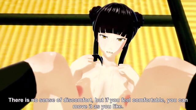 3D hentai Mai spreads legs nude, inviting POV facesitting sex
