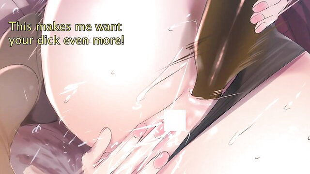 Hentai anime girl with huge tits craving cum and dick closeup
