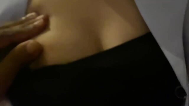 Hot nurse in uniform groped by hand on cleavage, lesbian tease