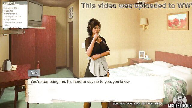 Step-sister maid in apron tempts with seductive pose, visual novel lesbian porn ep.7