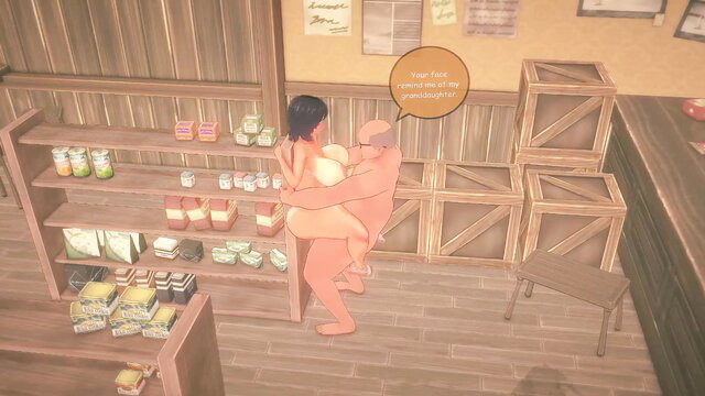 Busty Asian babe groped by old man in store JAV scene