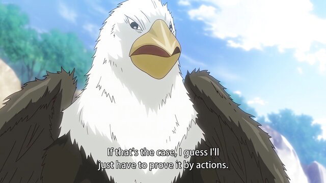 Anthropomorphic white eagle beastman with fierce glare in anime hentai scene