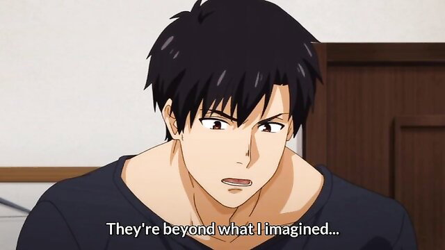 Handsome black-haired JAV guy in tank top smirks annoyed, hot anime bro