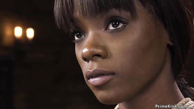 Ana Foxxx bound gagged closeup in BDSM scene