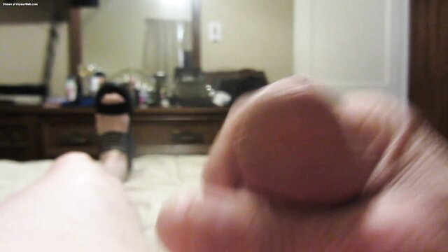 Seanette Carey jerks cock POV while dressed in sandals, Hello Ladyboy