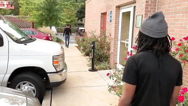 Black men in casual clothes outside building, gay thumbnail vibe