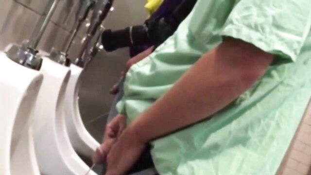 Spy cam compilation: man peeing at public urinals caught hidden