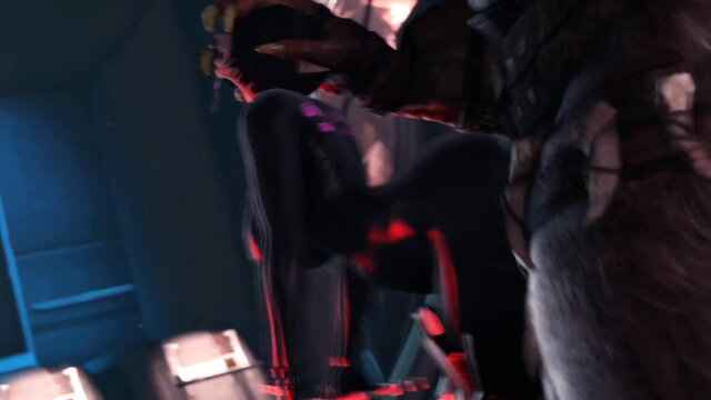 Sith girl in tight bodysuit pounded hard with force in dark scene