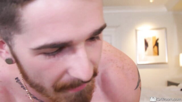 Curious tattooed twink closeup, offering ass at Love Trans Sex