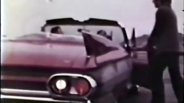 1960s red convertible pickup in San Francisco classic porn scene