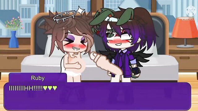 Gacha hentai angel girl Ruby nude handjob bunny ears bedroom