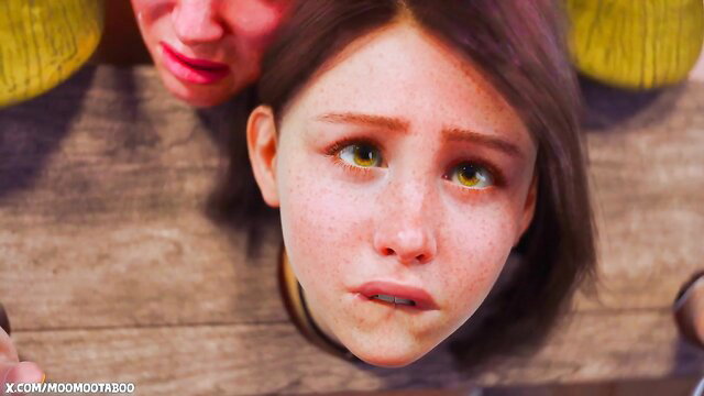 Closeup POV of cute Asian teen girl with bob haircut looking up nervously