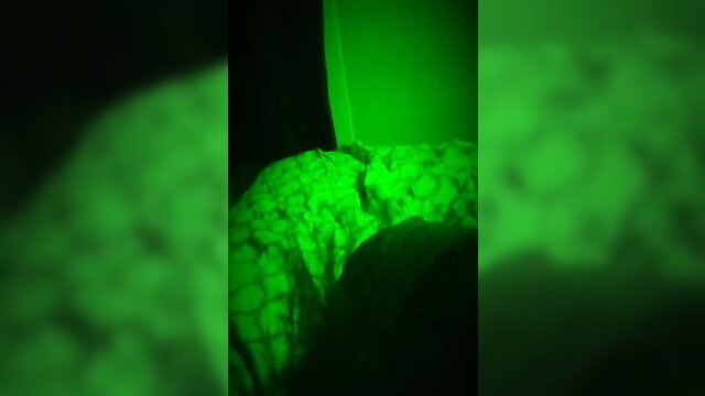 Amateur POV of thick black ass in thong on bed, green lit BBC sharing