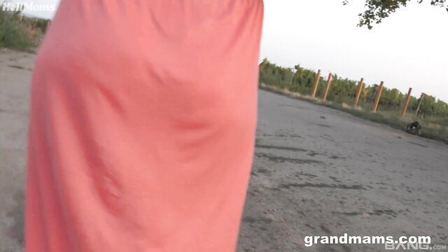 Jennifer Wett big ass in pink dress outdoors, thick booty tease