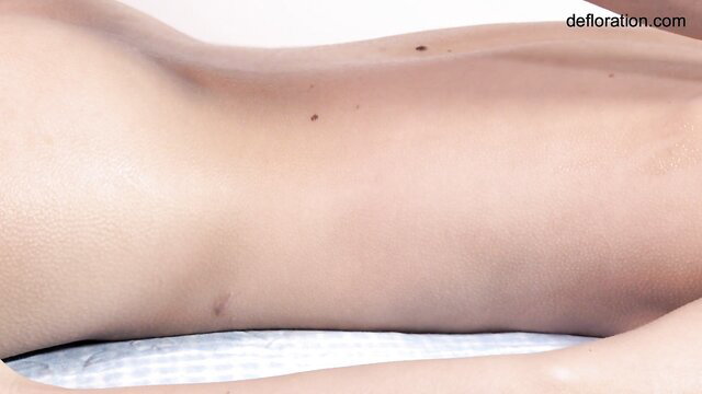 Rita Mochalkina nude virgin body on massage table defloration