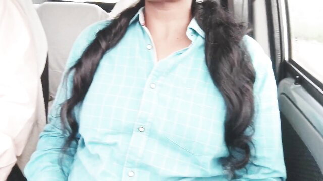 Telugu Indian woman in checkered shirt on car seat, amateur car sex thumbnail
