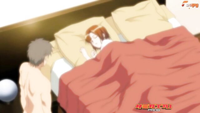 Huge boobed redhead hentai wife fucked hard by man in bed