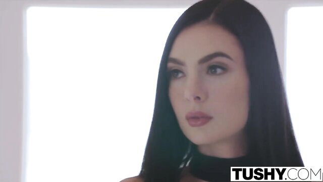 Marley Brinx seductive gaze in Tushy scene