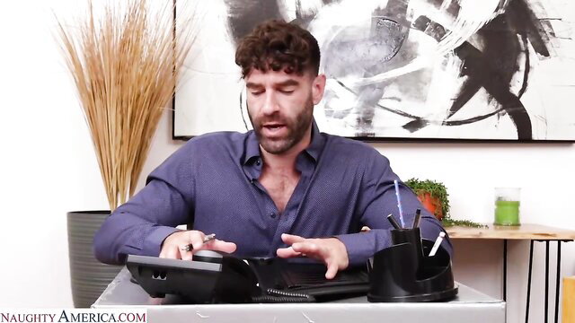 Cami Strella in Naughty America trailer, handsome man on phone call