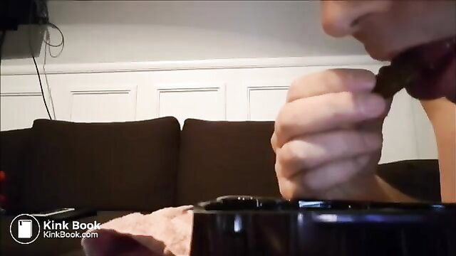 Woman eating scat from hand in hot scat and piss games fetish video