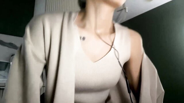 Maryaliceprinn shy 18yo teen in beige tank top and cardigan closeup