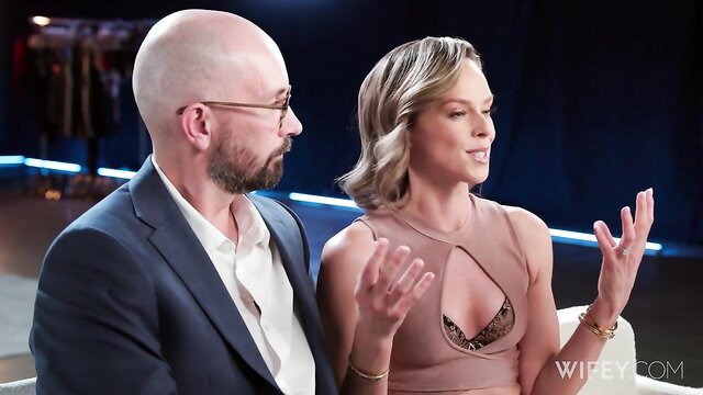 Serenity Cox in sexy cutout dress with shaved head husband Mr Cox on Wifey