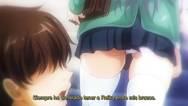 Anime girl in skirt and thighhighs upskirt view from below, teasing ass