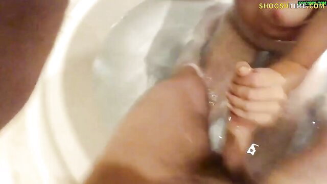 Amateur black escort POV bath fuck with tiny baby hand grip
