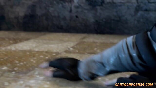 Resident Evil hentai girl in tight suit on floor, uncensored action