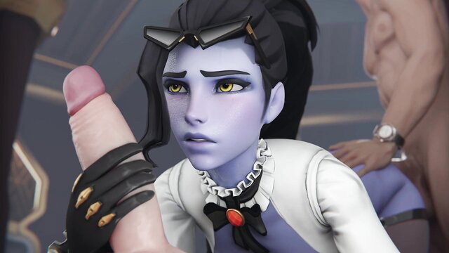 Widowmaker handjob closeup with big cock in 4K hentai