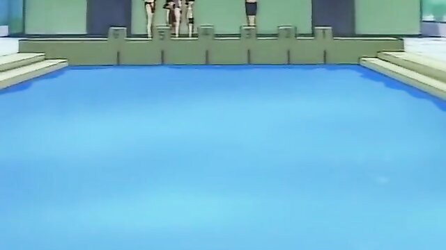 Anime girls in swimsuits at poolside, Yoi Ko Ep.20 hentai thumbnail