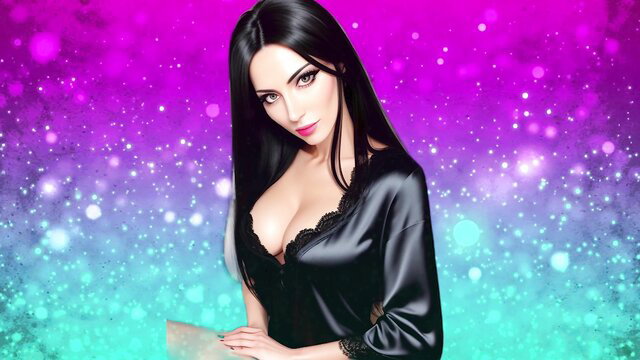 Stunning brunette in black satin lingerie, erotic hypnosis tease