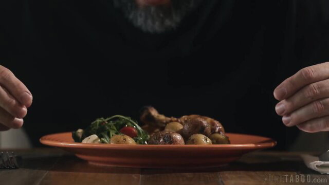 Roast chicken with potatoes and greens on plate