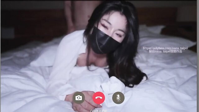 Asian Nana Taipei teases in lingerie on video call with BF, NTR sex full vid