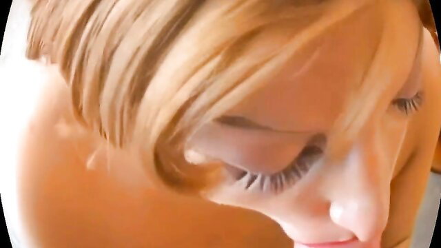 Marie McCray closeup blonde bob haircut eyes lips Daddy's Girl Massage