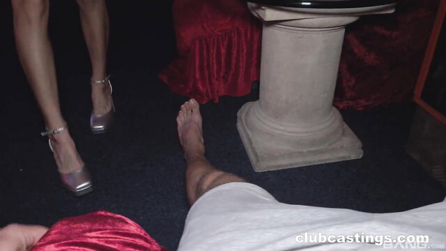 Mini MitziX strips bare feet tease in heels Prague cutie