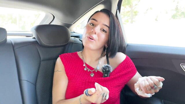 Rose in red top blowing kisses in car on 20th birthday - Jacquie Et Michel TV