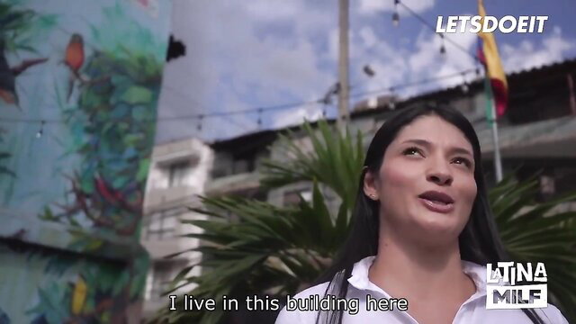 Salome Gil Latina MILF outside building, horny lawyer look